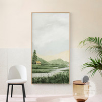 北欧风景落地壁画山峰白云竖版走廊过道尽头挂画进门玄关装饰画