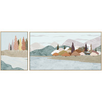 北欧小清新四季风景插画客厅装饰画现代沙发背景墙套画卧室挂画