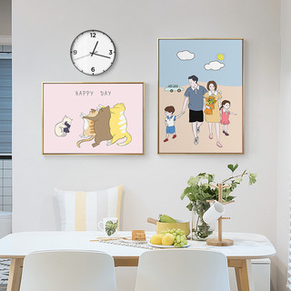 幸福一家北欧客厅装饰画沙发背景墙画儿童房卧室挂画温馨餐厅壁画