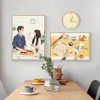 北欧风餐厅装饰画现代简约厨房饭厅壁画创意温馨情侣挂画好好吃饭