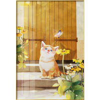 北欧猫咪玄关装饰画走廊卧室墙画挂画现代简约客厅过道大幅落地画