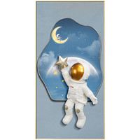 宇航员带时钟创意装饰画星星航空玄关客厅挂画现代简约轻奢壁画