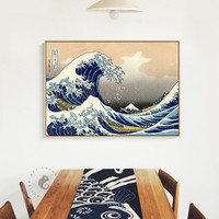 神奈川冲浪里 浮世绘日式和风装饰画客厅榻榻米卧室餐厅墙画海浪