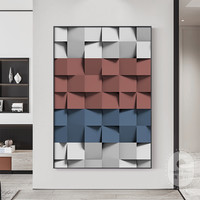 现代抽象几何装饰画客厅背景楼梯大幅画工作室竖版进门玄关挂画