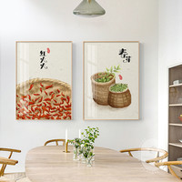 茶叶红火辣椒煮茶餐厅餐桌装饰画鱼日式新中式背景墙壁画饭厅挂画