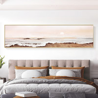 现代简约主卧卧室床头大海风景装饰画次卧温馨挂画背景墙横版墙画