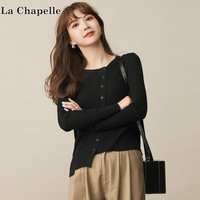 La Chapelle拉夏贝尔官方专柜女装针织衫女开衫21年秋冬季新款女装时尚职业内搭毛衣韩版百搭新品打底衫女士 黑色 均码