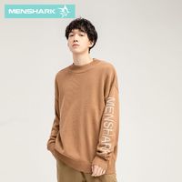 MENSHARK 2021秋季新款圆领休闲毛衣撞色提花宽松针织衫上衣男