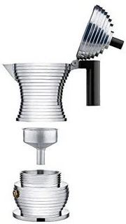 ALESSI 阿莱西 Alessi Pulcina 意式浓缩咖啡壶 铸铝 带手柄和旋钮 聚酰胺,黑色,3杯