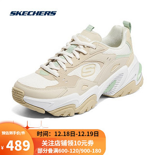 Skechers斯凯奇复古厚底老爹鞋秋女休闲鞋缓震运动熊猫鞋149909 NMLT自然色/多彩色 37.5