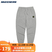 Skechers斯凯奇2021年秋季新款男子束脚抽绳裤头舒适针织运动长裤L321M085 004F中花灰 S