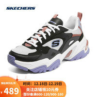 SKECHERS 斯凯奇 复古厚底老爹鞋秋女休闲鞋缓震运动熊猫鞋149909 BKMT黑色/多彩色 37.5