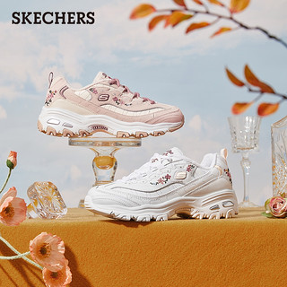 Skechers斯凯奇女子休闲运动鞋复古花卉刺绣厚底加绒老爹鞋66666325 白色 /WHT 36.5