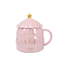 COSTA圣诞款陶瓷马克杯带盖办公室早餐牛奶陶瓷杯家用圣诞创意可爱水杯子 炫彩圣诞树-马克杯