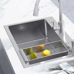 changhong长虹手工水槽大单槽洗菜盆池厨房304不锈钢洗碗槽不锈钢抽拉