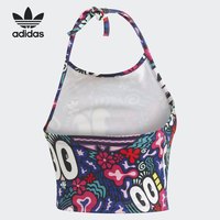 Adidas/阿迪达斯正品 三叶草印花图案女子系带背心无袖T恤 DV2660