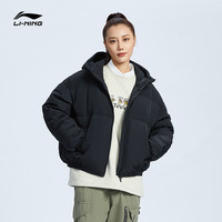 李宁 LI-NING短款短羽绒服女士2021新款运动潮流系列连帽宽松冬季运动服