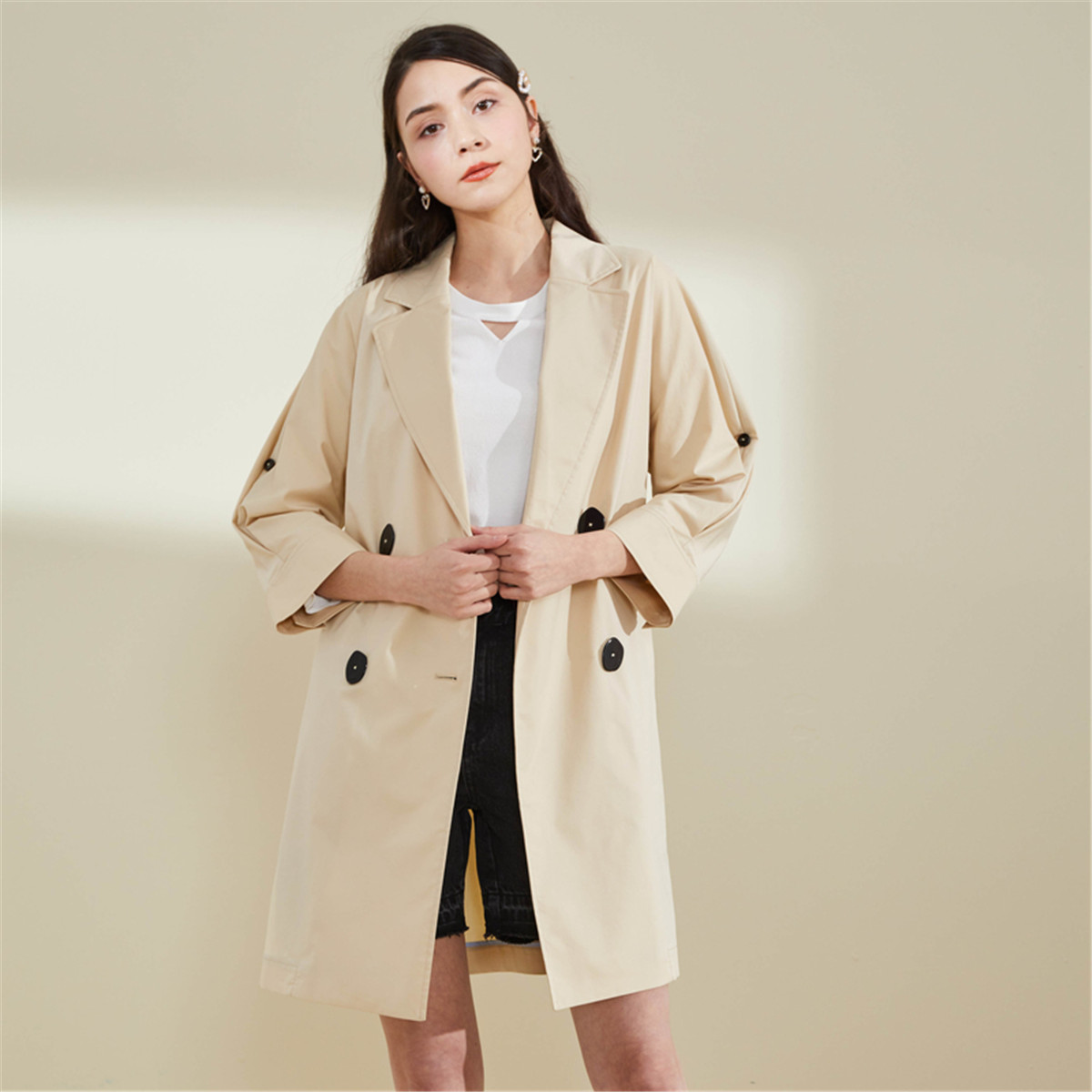 E.LAND 女子风衣 EEJTA23H2M35