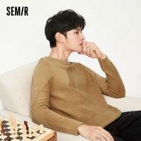 森马 Semir毛衣男秋季拼接毛衫针织衫圆领套头上衣时尚潮流男装