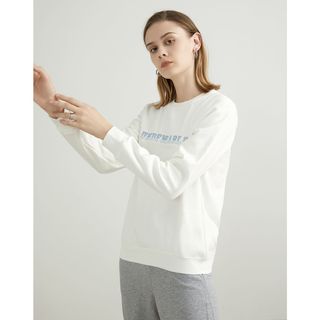 La Chapelle拉夏贝尔 印花卫衣女2021新款秋冬宽松圆领套头加绒女士卫衣