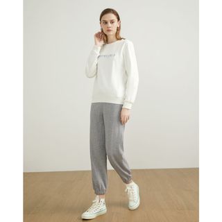 La Chapelle拉夏贝尔 印花卫衣女2021新款秋冬宽松圆领套头加绒女士卫衣