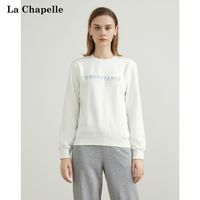 La Chapelle拉夏贝尔 印花卫衣女2021新款秋冬宽松圆领套头加绒女士卫衣