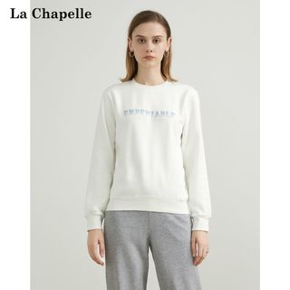 La Chapelle拉夏贝尔 印花卫衣女2021新款秋冬宽松圆领套头加绒女士卫衣