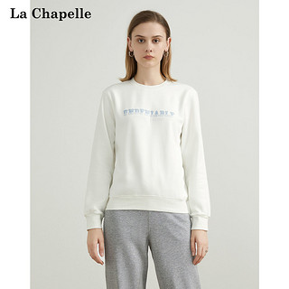 La Chapelle拉夏贝尔 印花卫衣女2021新款秋冬宽松圆领套头加绒女士卫衣