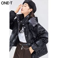 凡兔90白鸭绒丝绒满天星羽绒服女2021冬季新款长袖复古宽松外套女