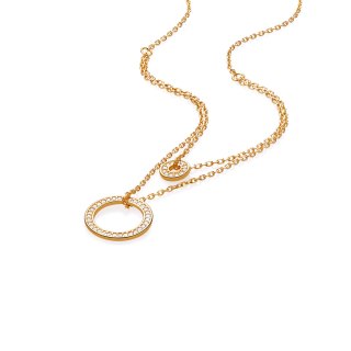 mclon 曼卡龙 双圈925银镀金宝石项链 40.5cm