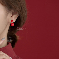 DTOTO S925银本命年女首饰复古耳坠耳环女气质高级感红色耳饰耳钉
