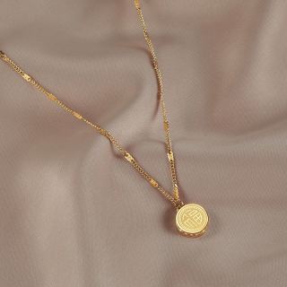 千福年项链福字吊坠女ins网红冷淡风锁骨链简约气质百搭金色颈链 金色