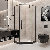 FAENZA 法恩莎 淋浴房雅黑隔断简易干湿分离304不锈钢钻石形浴室浴屏哑黑色