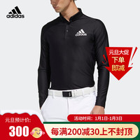 阿迪达斯(adidas)高尔夫服装男士长袖T恤 Polo衫 运动男装衣服 上装上衣 FJ3789 黑色 M码