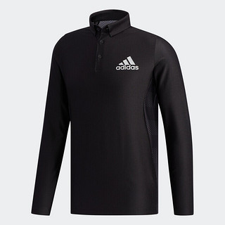 阿迪达斯（adidas）高尔夫服装男士长袖T恤 Polo衫 运动男装衣服 上装上衣 FJ3789 黑色 M码