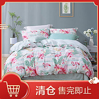 圣之花纯棉斜纹印花套件被套床单床上用品套件