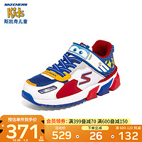 Skechers斯凯奇童鞋男童运动鞋保暖新款彩色闪灯鞋儿童发光鞋休闲鞋406120L 蓝色/多彩色/BLMT 28.5