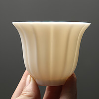 苏氏陶瓷（SUSHI CERAMICS）功夫茶杯德化陶瓷中国白花瓣莲花品茗杯羊脂玉瓷主人杯（亚光）