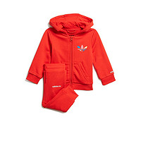 adidas 阿迪达斯 童装秋季款三叶草男女婴童针织套装运动两件套H25231 红色 104CM