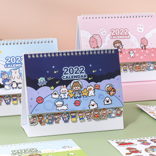 2022年日历软软的美好生活可爱迷你记事本台历2021创意桌面办公摆件简约考研高考倒计时计划本ins风月历定制