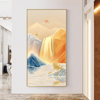 现代轻奢玄关装饰画过道画走廊寓意好福禄山水入户正对门玄幻挂画