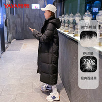 YAYA鸭鸭羽绒服女长款过膝2021年冬季新款宽松纯色百搭加厚保暖外套Y