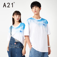 A21夏季2021新款男装宽松圆领落肩短袖T恤情侣装潮牌男士纯棉上衣