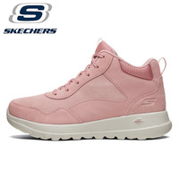 Skechers斯凯奇秋冬保暖女鞋反毛皮拼接休闲鞋时尚绑带高帮运动鞋667512 浅粉色 37