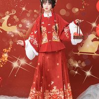 玉术汉服女明制拜年服披袄加绒加厚马面裙改良装冬款