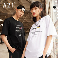 A21春季2021新款男装宽松圆领短袖短袖T恤男士印花潮流上衣新疆棉