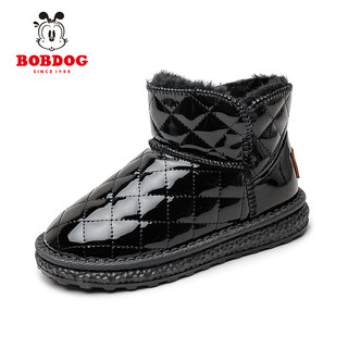 BoBDoG巴布豆旗舰店官方旗舰女童雪地靴防水防滑2021冬季加绒儿童靴子女