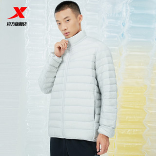 特步羽绒服男轻薄款2021冬季新款官方正品男装棉衣保暖立领外套