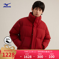 Mizuno 美津浓 男女短款防风经典棒球运动加厚白鸭绒羽绒服HERITAGE