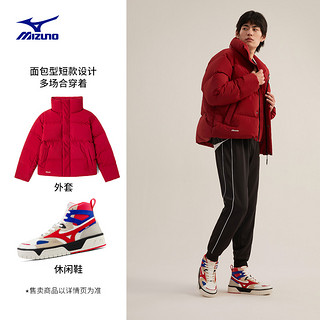 Mizuno 美津浓 男女短款防风经典棒球运动加厚白鸭绒羽绒服HERITAGE